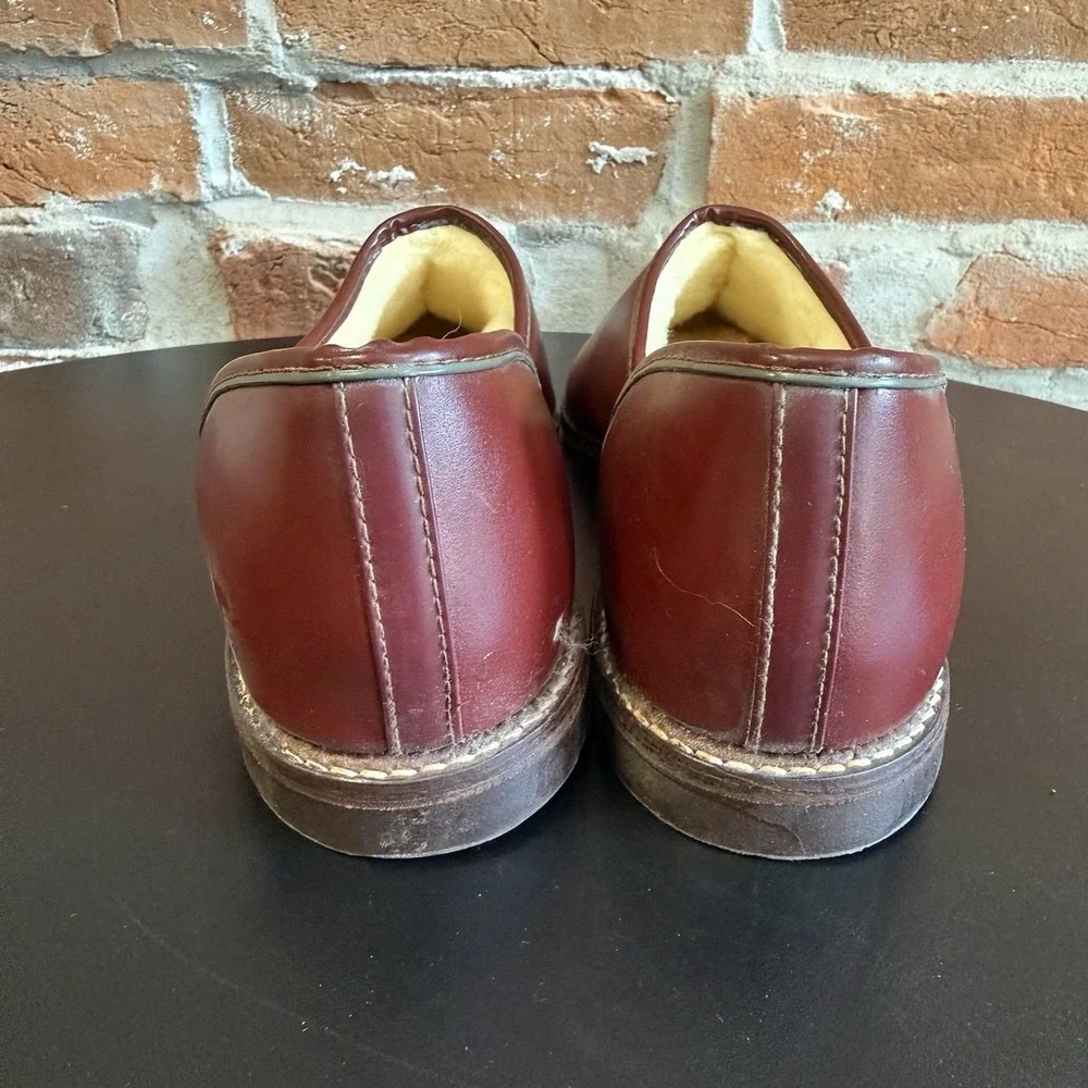 O'Sullivans Vintage Loafer Slipper Wine Split Toe‎ Leather Shearling Mens Sz 8